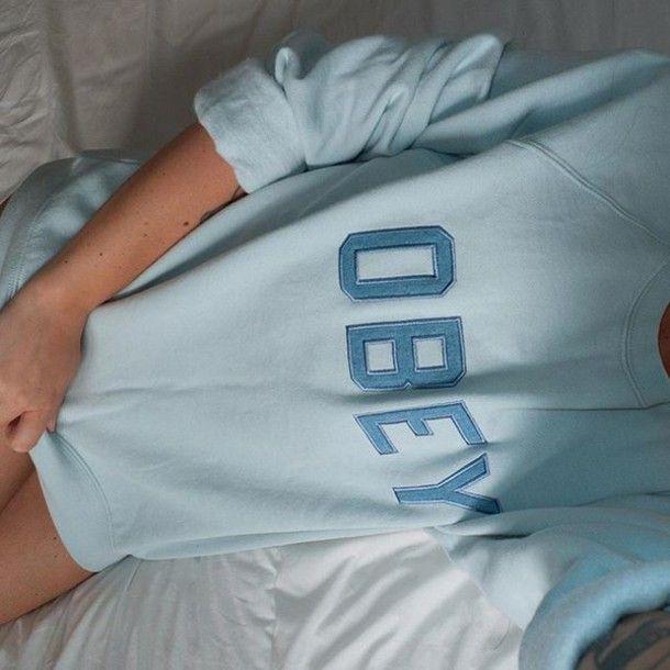 Blue Obey Logo - sweater, obey, obey, obey women, obey womens, streetwear, obey logo ...