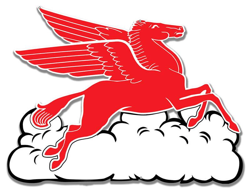 Flying Horse Motor Logo - Pegasus Flying Horse With Cloud Motor Oil Sign. 23.3 4 X 18″ 22