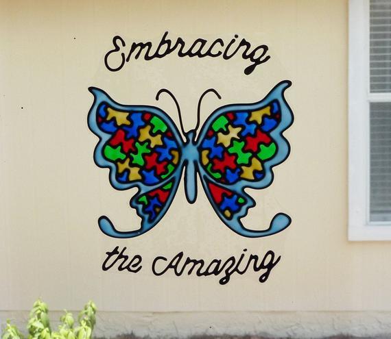 Autism Butterfly Logo - Autism Butterfly puzzle-window cling suncatcher faux | Etsy