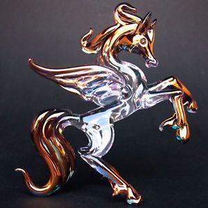 Flying Horse Motor Logo - Pegasus Rearing Flying Horse Hand Blown Glass Figurine