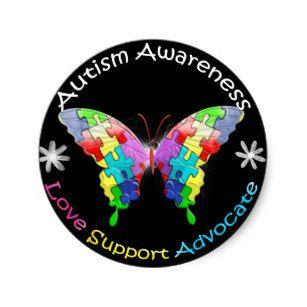Autism Butterfly Logo - Autism Butterfly Stickers & Labels | Zazzle UK
