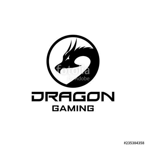 Dragon in Circle Logo - Dragon circle gaming logo design isolated.