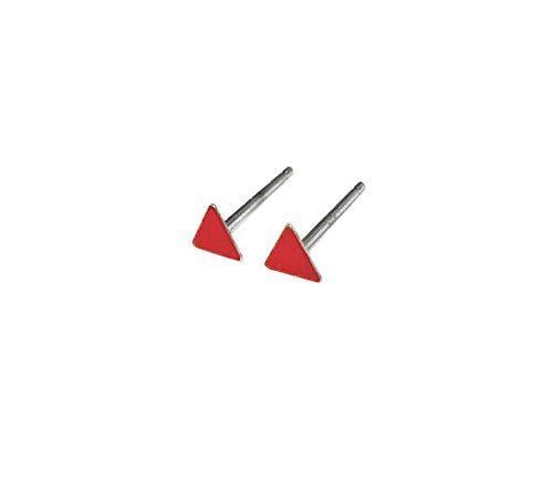 3 Piece Red Triangle Logo - Tiny Red Triangle Stud Earrings: Handmade