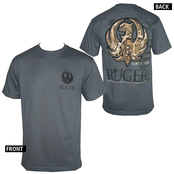 Camo Ruger Logo - Amazon.com: Club Red Ruger Camo Stitch Logo Men's Charcoal T-Shirt ...