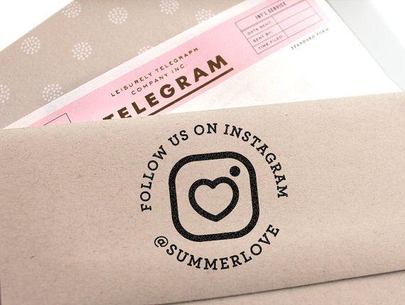 W Us On Instagram Logo - Custom Social Media Rubber Stamp With A Heart And The New Instagram ...