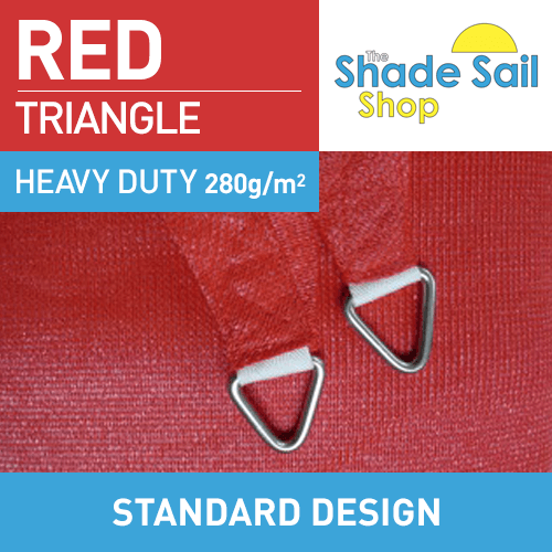 3 Piece Red Triangle Logo - Quality Heavy duty 3 m x 7 m x 7 m RED Triangle Sun Shade sails