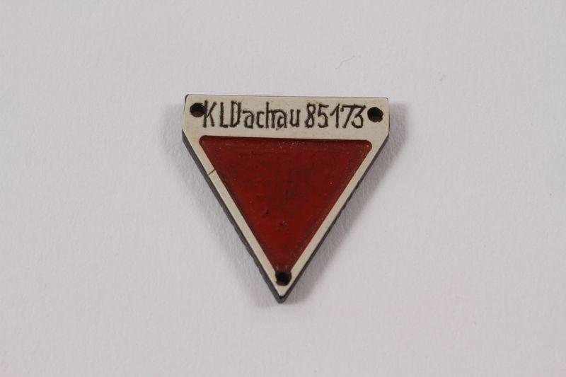 3 Red Triangles Logo - Commemorative red triangle Dachau badge 85173 owned by former inmate ...