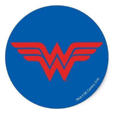 Blue Woman Logo - Wonder Woman Red and Blue Stripe Logo Rectangular Sticker | Zazzle.co.uk