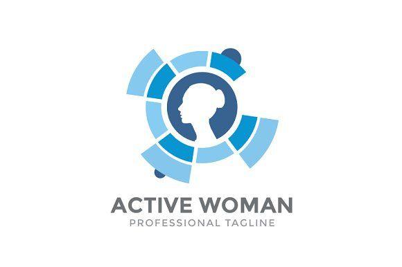 Blue Woman Logo - Active Woman Logo Logo Templates Creative Market