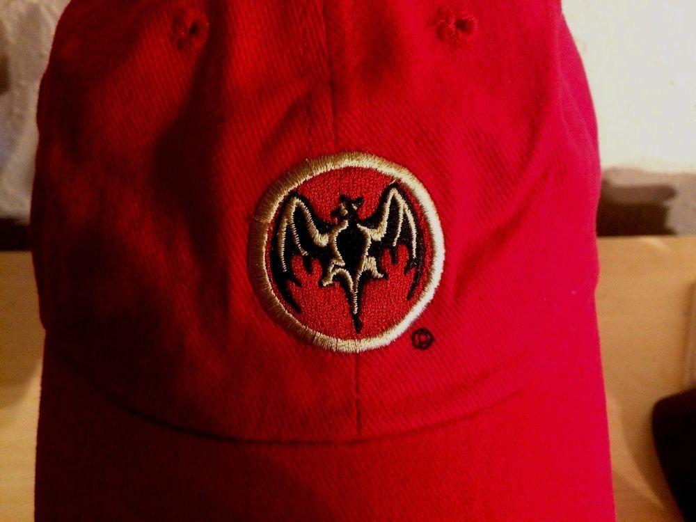 Red Black and Gold Bat Logo - Bacardi Rum Bat Device Baseball Hat Red Black Gold Embroidery