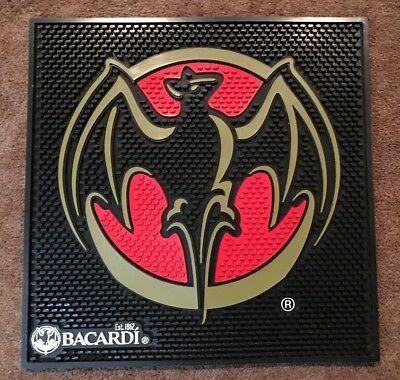 Red Black and Gold Bat Logo - LARGE BACARDI BAT Bar Rail Black Red Gold Rubber Spill Mat ...