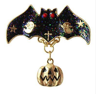 Red Black and Gold Bat Logo - Black Enamel Flying BAT Brooch Pin.Red Eyes, & Subtle