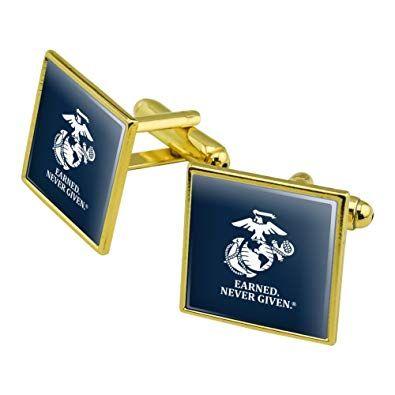 Gold White Blue Logo - GRAPHICS & MORE Marine Corps USMC Earned Never Given White Blue Logo ...