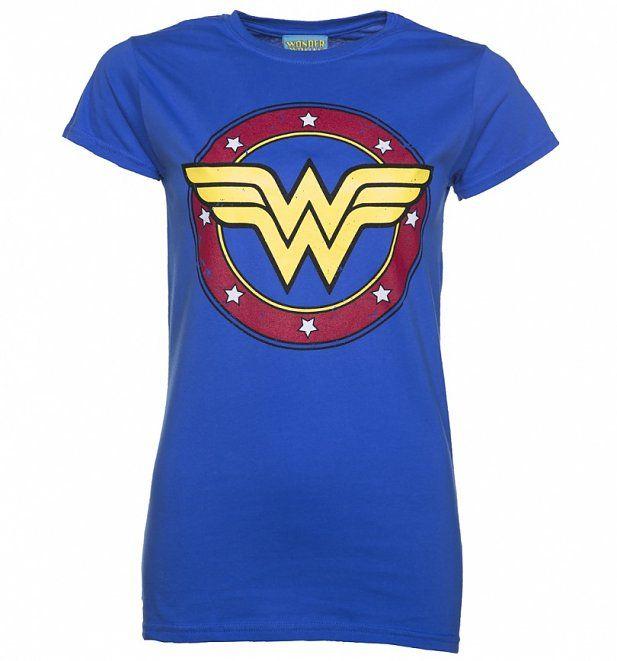 Blue Woman Logo - Women's Blue Wonder Woman Circle Logo T-Shirt | Retro Shop UK ...
