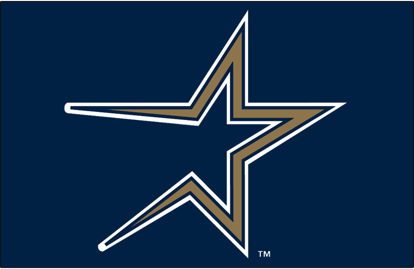 Gold White Blue Logo - Houston Astros Jersey Logo (1997) gold shooting star trimmed