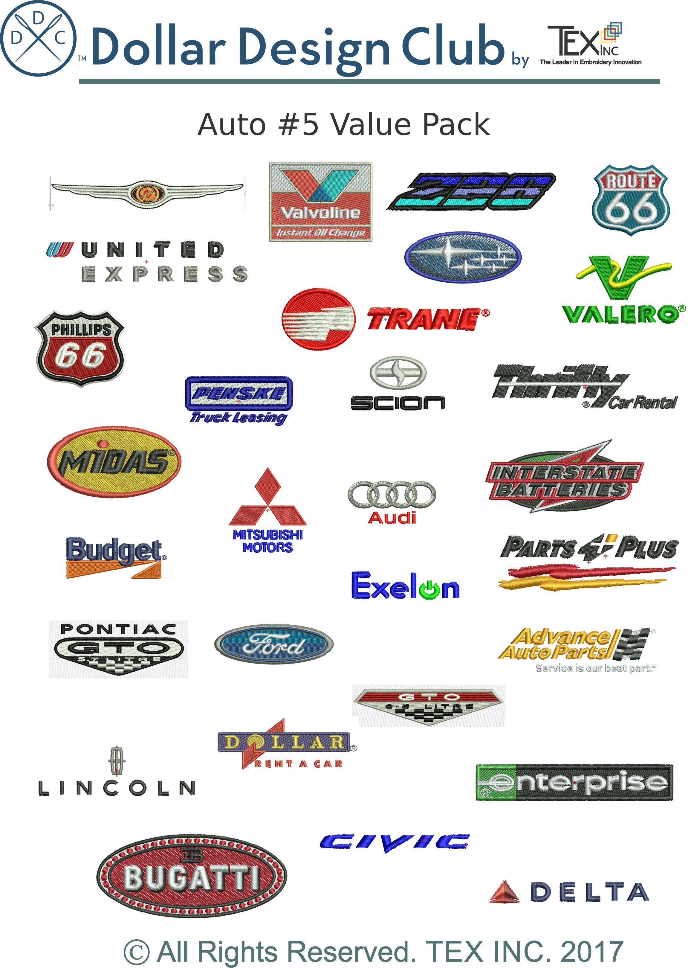 Auto Products Logo - Auto Logos #5 Embroidery Design Value Pack (45 Digitized Files ...