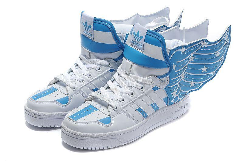 Blue Shoe with Wings Logo - Jeremy Scott Adidas Originals JS Wings 2.0 Fashion Flag Blue Shoes ...