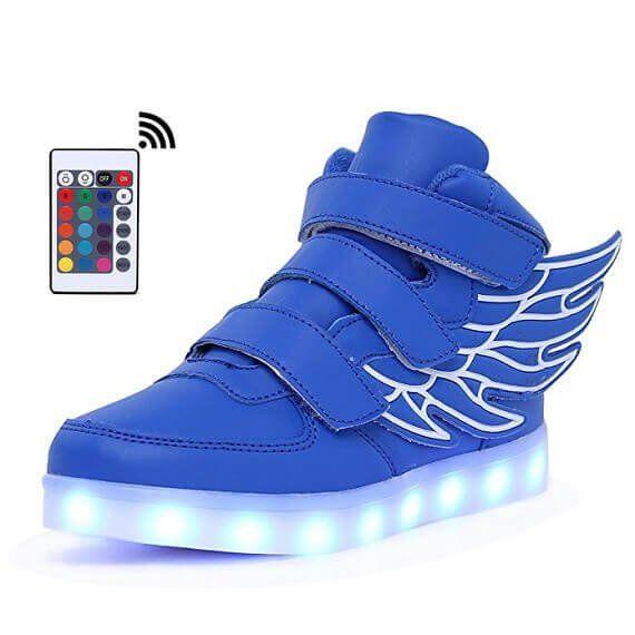 Blue Shoe with Wings Logo - Bright Wings LED Shoes Kids Blue Remote