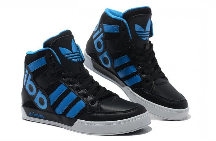 Blue Shoe with Wings Logo - Cheap Adidas Originals Wings Hard Court Hi Big Logo Black Blue Shoes ...