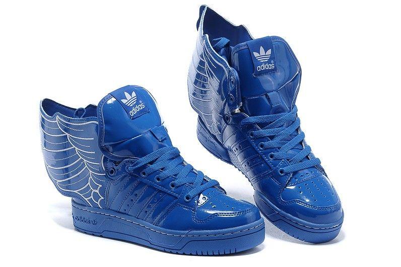 Blue Shoe with Wings Logo - Adidas Jeremy Scott M Attitude Logo Big Tongue Camo Shoes £68.35