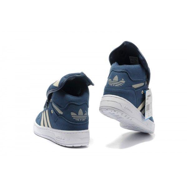 Blue Shoe with Wings Logo - Adidas Jeremy Scott Wings M Attitude Logo Big Tongue Dark Blue Shoes ...