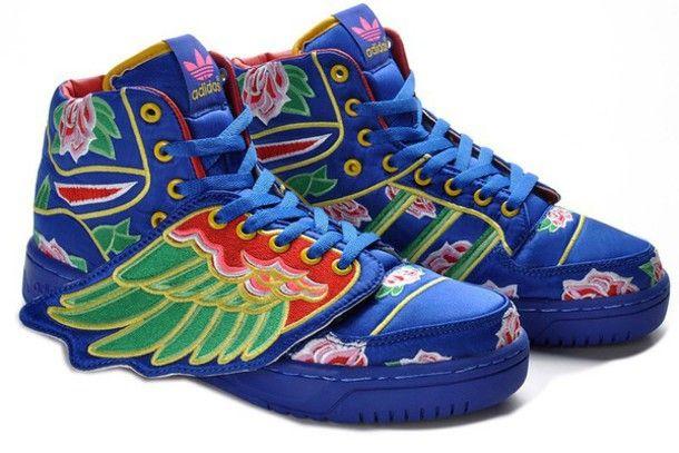 Blue Shoe with Wings Logo - shoes, adidas wings, adidas shoes, adidas, blue sneakers, high top ...