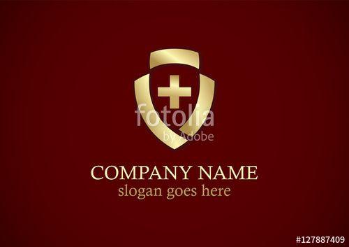 Maroon Cross and Shield Logo - cross shield hospital gold logo