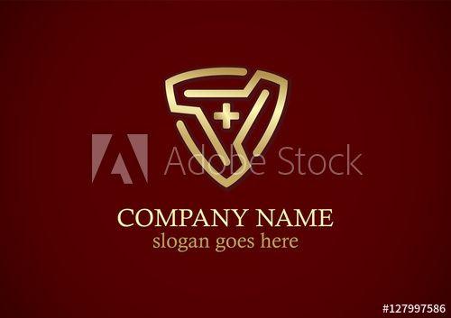 Maroon Cross and Shield Logo - line circle shield cross gold logo - Buy this stock vector and ...