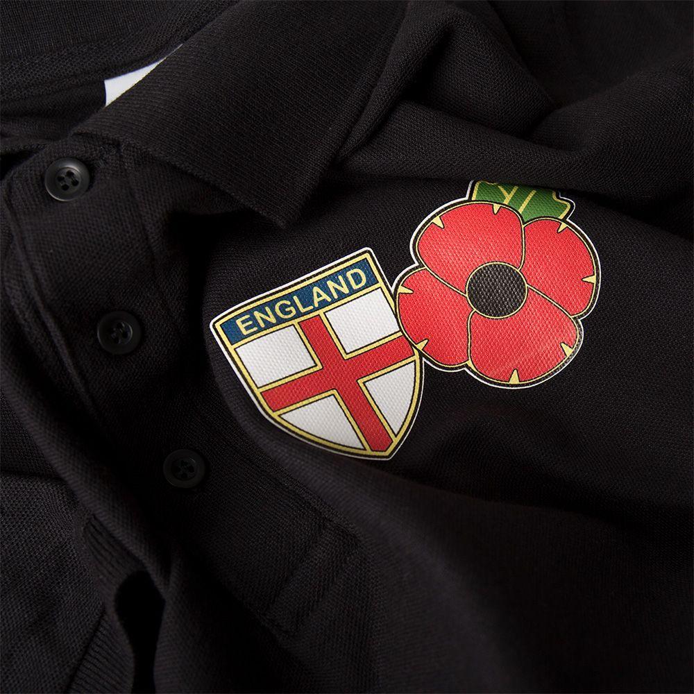 Maroon Cross and Shield Logo - Remembrance Sunday Poppy England Polo Shirt with St George Cross ...