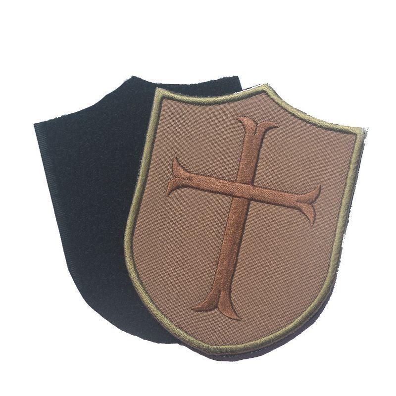 Maroon Cross and Shield Logo - Knights Templar Cross Shield Badge Tactical Patch Morale Patches ...