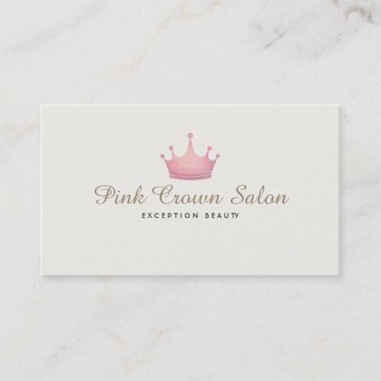 Pink Crown Logo - Girly Pink Crown Logo, Makeup Artist Beauty Salon Business Card