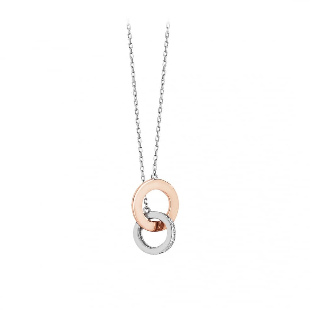 Eternity Circle Logo - Sterling Silver Rose Gold Finish Eternity Circles Necklace