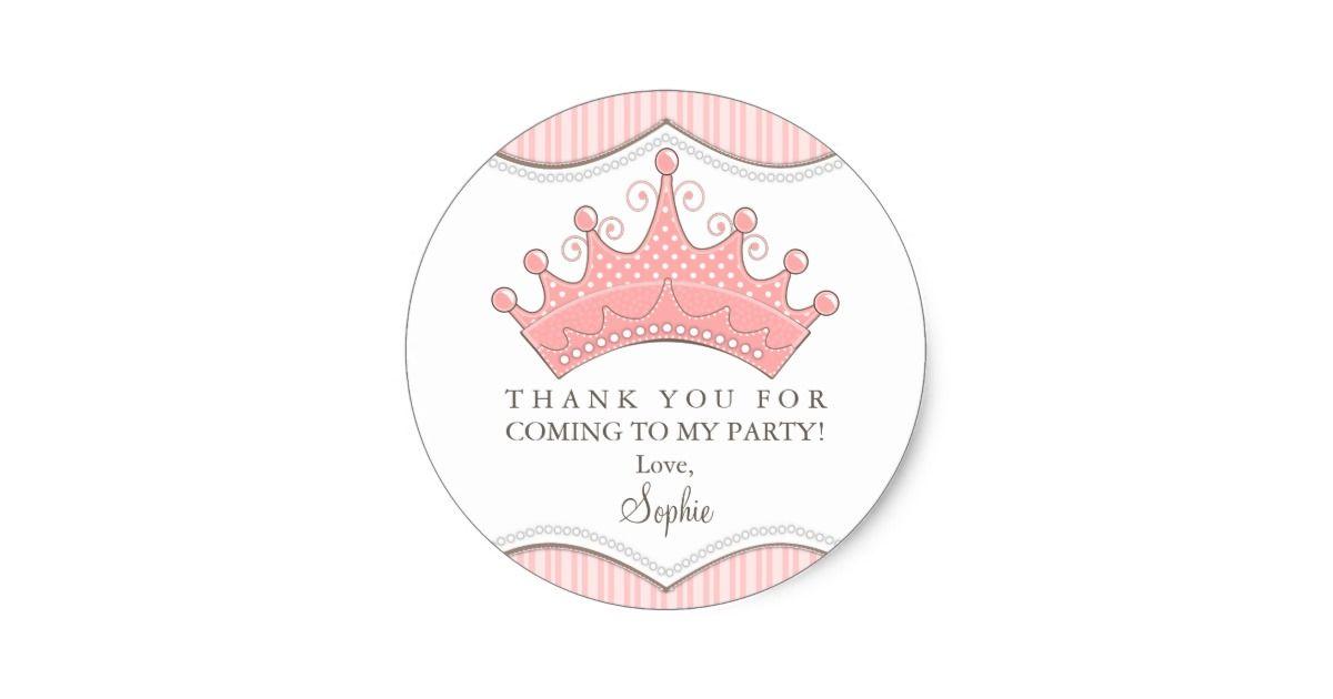 Pink Crown Logo - Princess Birthday Pink Crown Thank You Sticker. Zazzle.co.uk