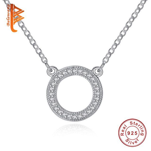 Eternity Circle Logo - BELAWANG Fashion 925 Sterling Silver Circle Necklace Round Eternity ...