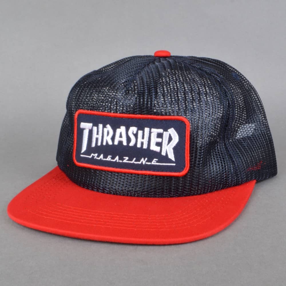 Red Magazine Logo - Thrasher Magazine Logo Mesh Cap - Navy/Red - SKATE CLOTHING from ...