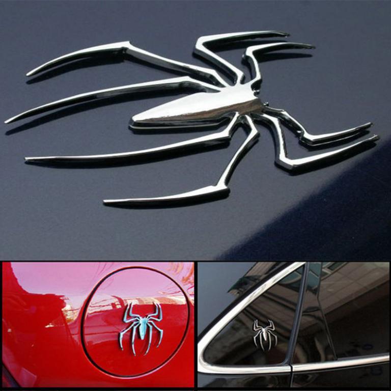 Spider -Man 3 Logo - Pack Of 3 3D Spider Chrome Sticker Badge Logo Emblem