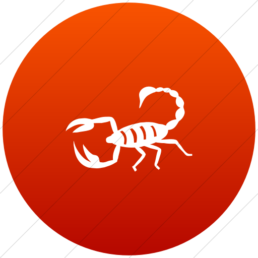 White with Red Circle Scorpion Logo - IconsETC » Flat circle white on red gradient animals scorpion icon