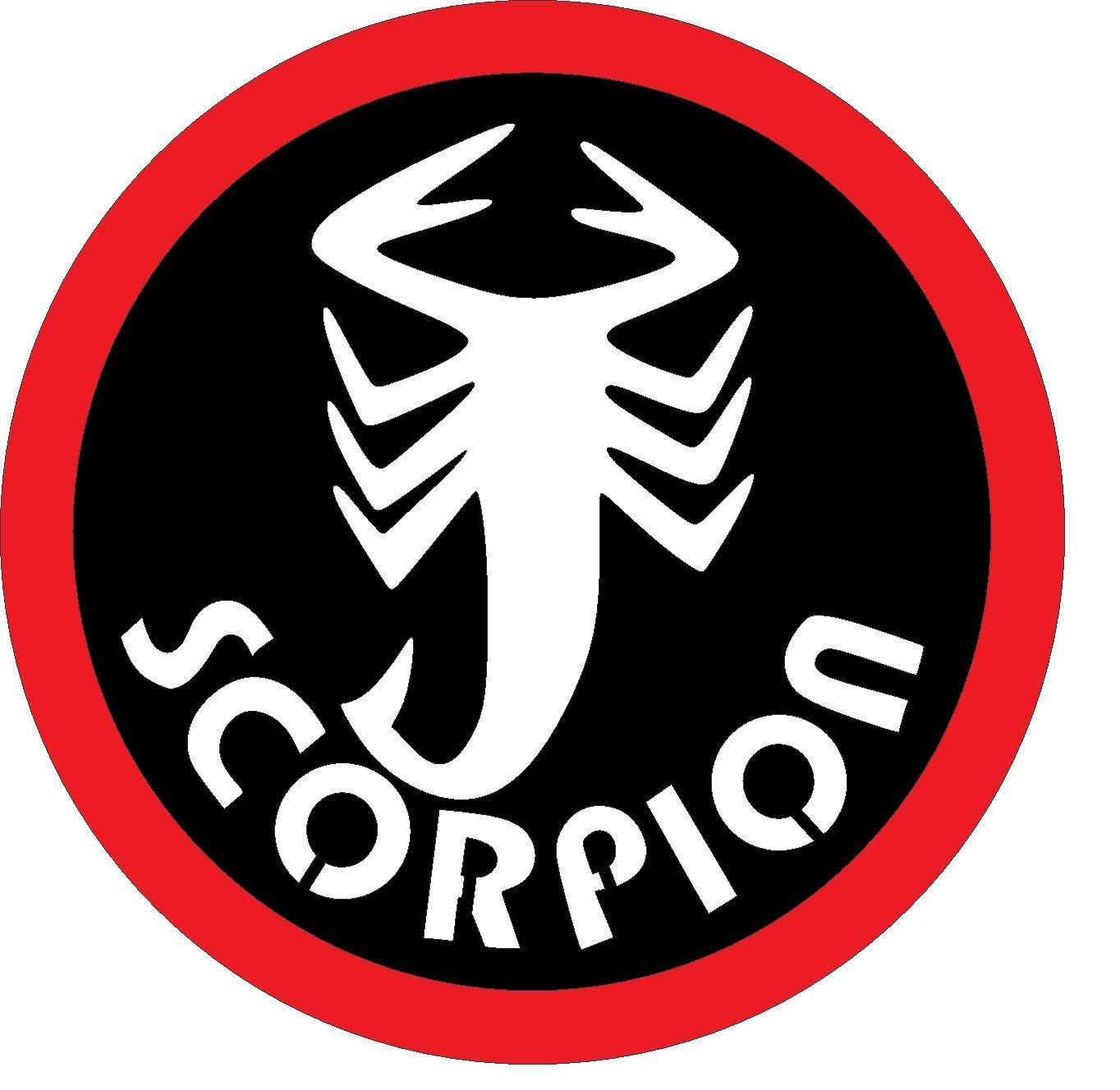 White with Red Circle Scorpion Logo - Scorpion Logo - Metal Décor Studios