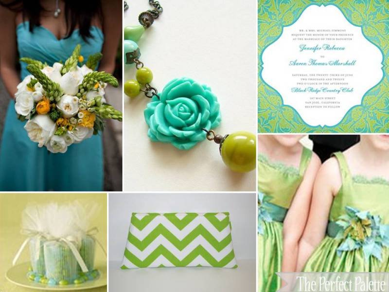 Blue and Chartreuse Logo - Party Pizazz. Tiffany Blue, Chartreuse + White. The Perfect Palette