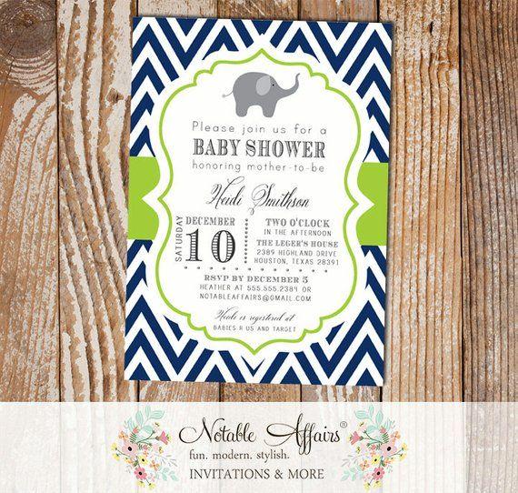 Blue and Chartreuse Logo - Dark Navy Blue and Chartreuse Green Chevron Elephant Baby Shower