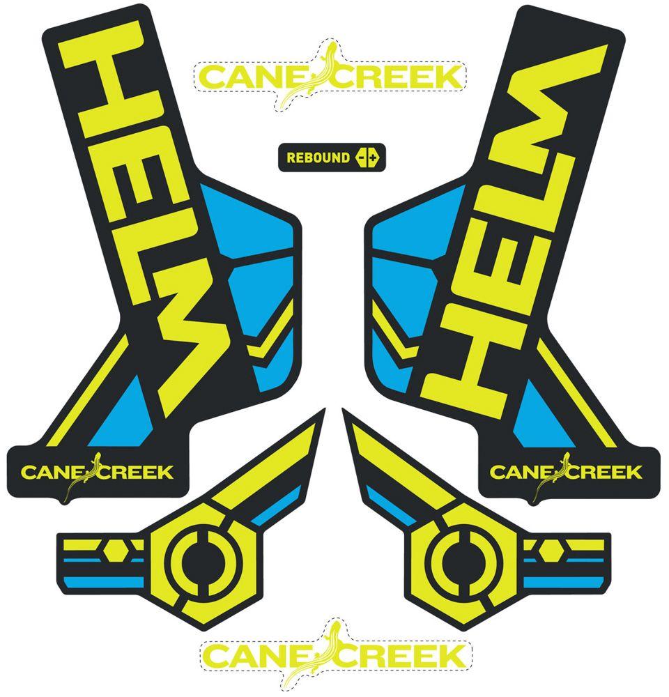Blue and Chartreuse Logo - HELM Chartreuse / Blue Sticker Kits Creek Cycling