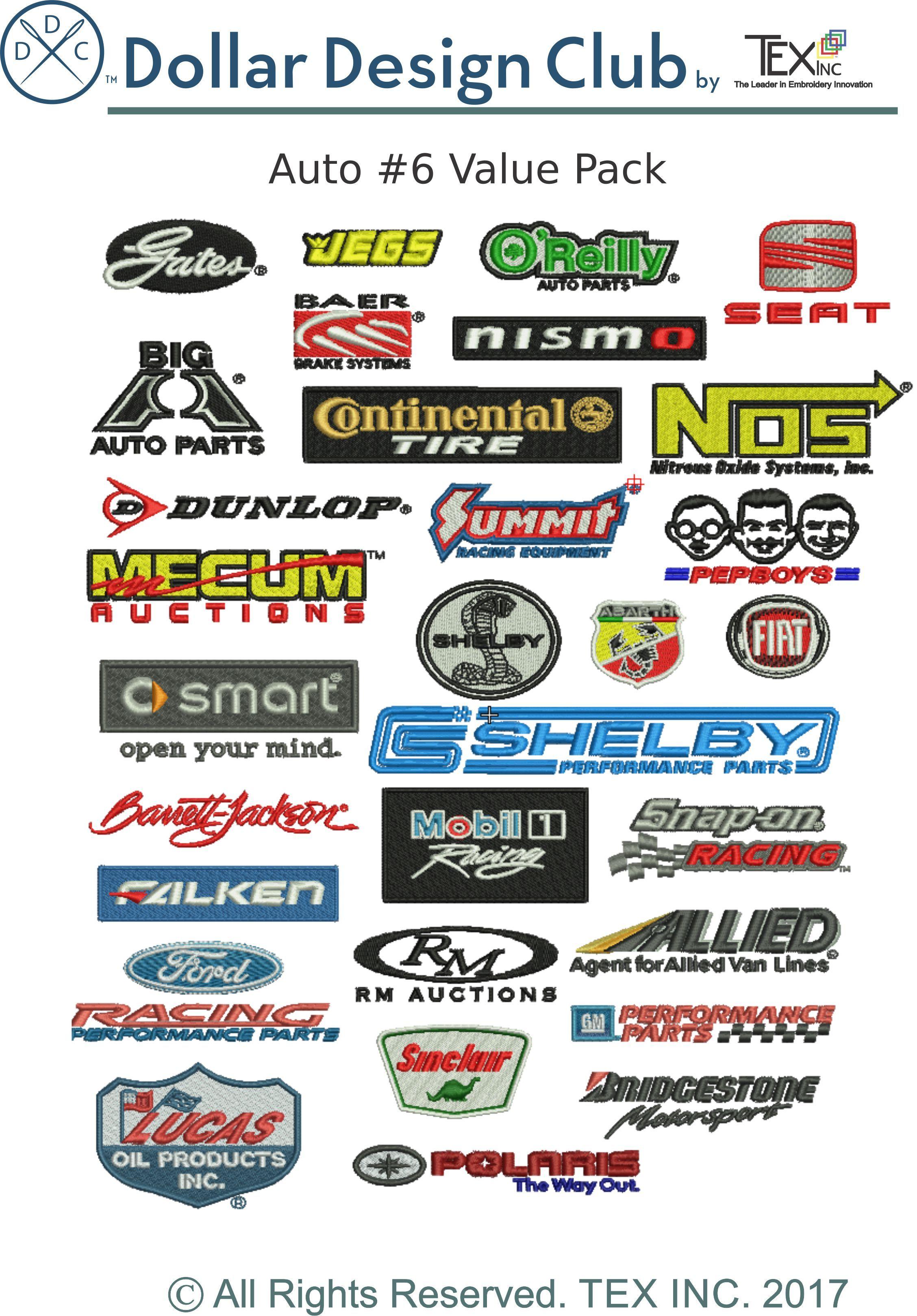 Auto Products Logo - Auto Logos Embroidery Design Value Pack 45 Digitized Files