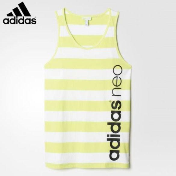 Yellow Adidas Logo - Adidas Best Sales Logo Stripe Tank Top White Solar Yellow