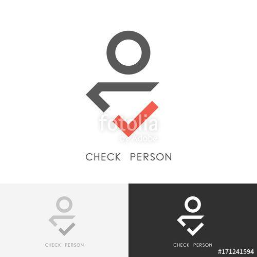Tick Mark Logo - Check person logo - red tick mark and man or human symbol ...