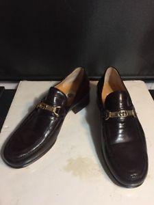 Brown Shoe Logo - New Vintage GUCCI Mens Shoes, Brown Leather Loafers, GG Logo EUR