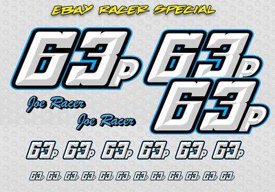 Numbers 69 Race Logo - RACE CAR NUMBERS The Side Swipe Vinyl Decals Kit Package Street