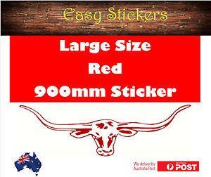 Red Longhorn Logo - 900mm RED Longhorn Car Ute Sticker RM Williams Windscreen Truck