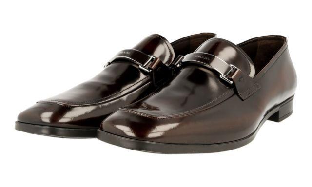 Brown Shoe Logo - Authentic Luxury PRADA Business Shoes Logo 2dc100 Brown 8 5 42 5 43