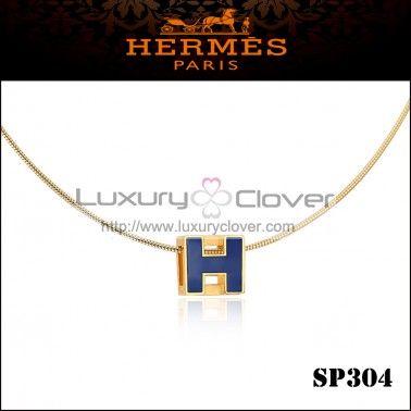 Navy and Gold LC Logo - Hermes Cage d'H Navy Blue Lacquer Pendant Yellow Gold