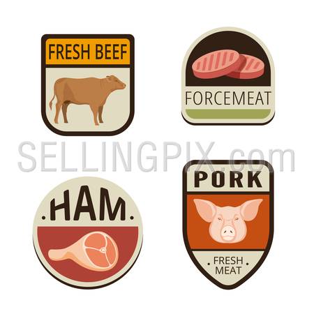 Trendy Food Logo - Fresh Meat butchery Vintage Labels vector icon design collection